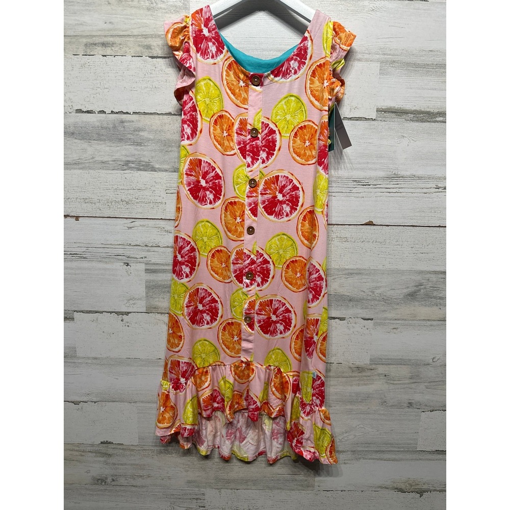 Posh Peanut Pink Citrus Print Ruffle Dress